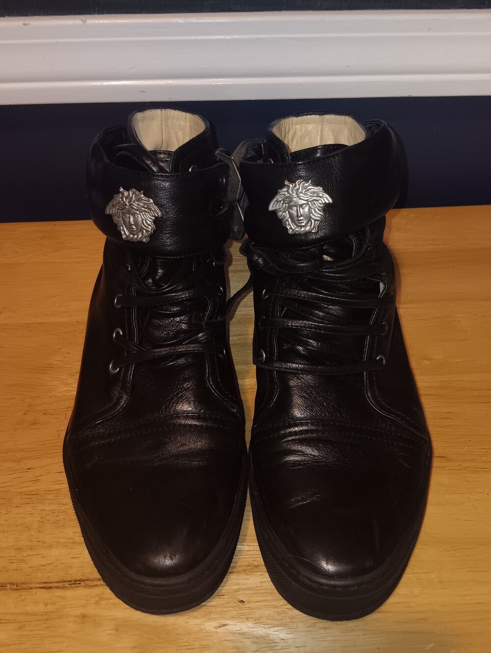 Versace Vintage Medusa Leather Sneaker Boots Size 38